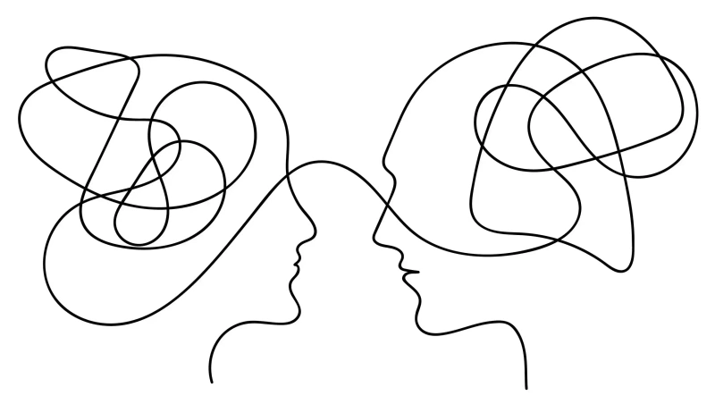 Logo von Therapie Arnold: zwei Gesichter im Profil, verbunden durch eine Linie