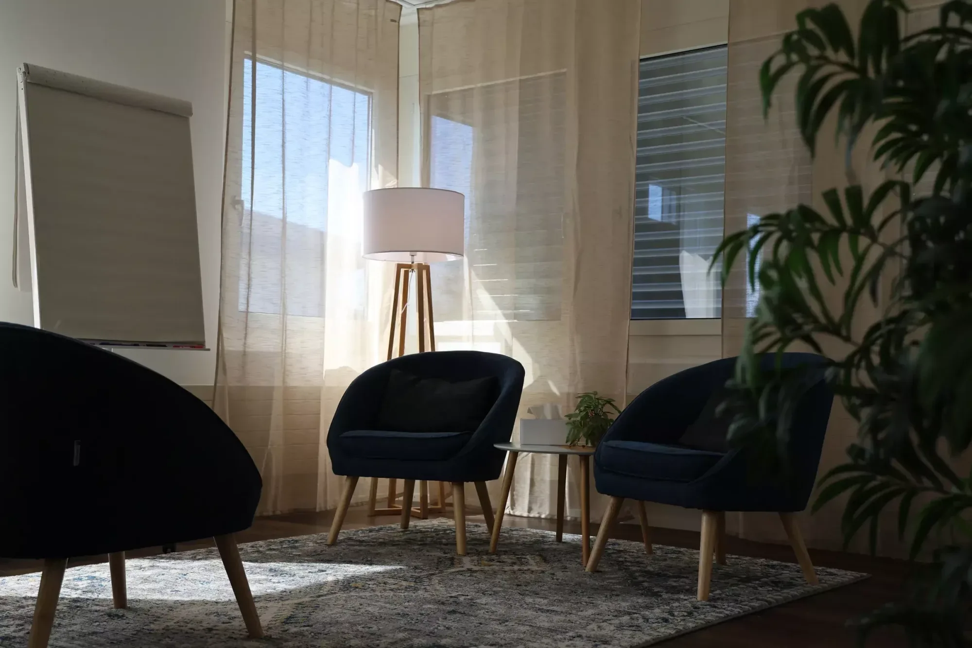 Therapieraum mit zwei Sesseln und natürlichem Licht
